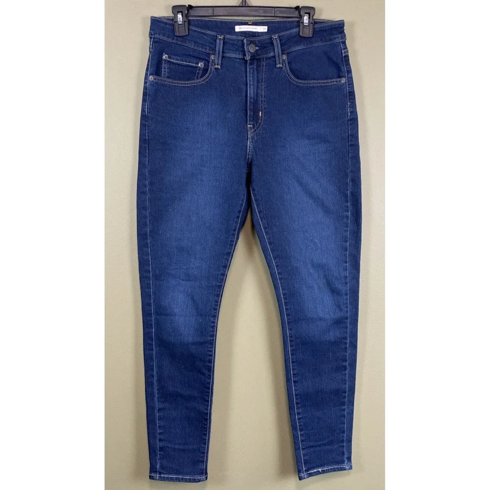 Levi's Womens Blue 721 High Rise Skinny Dark Wash Denim Pockets Jeans Size 30